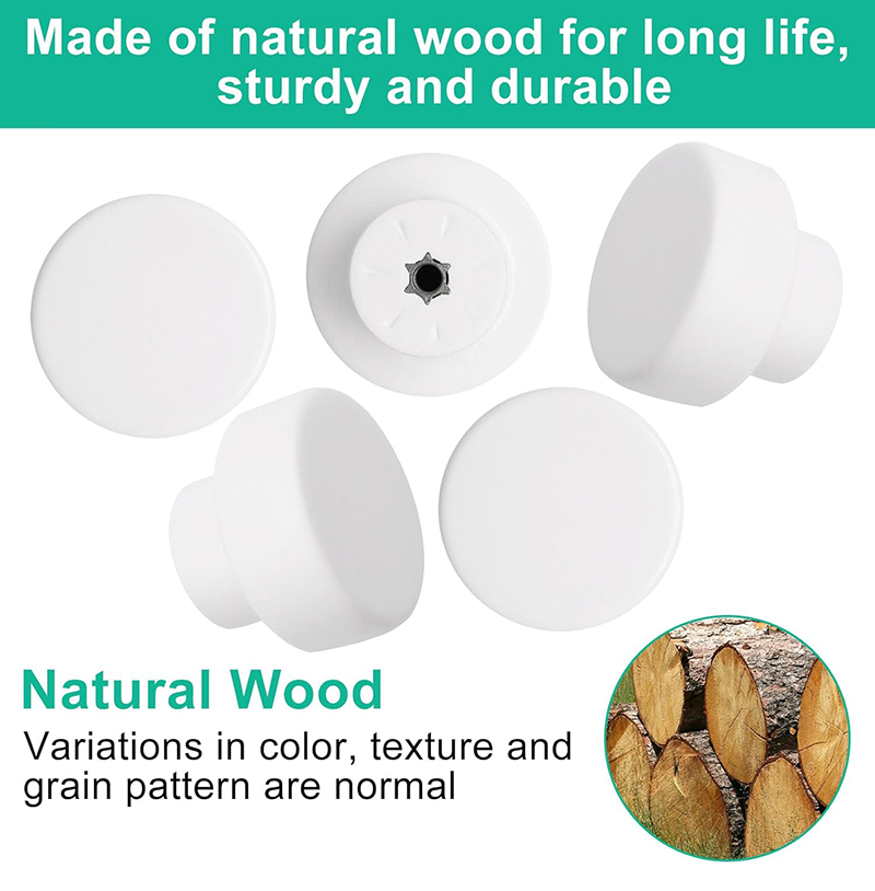 White Round Wood Drawer Knobs  - Furniture Hardware Restoration 评论和价格