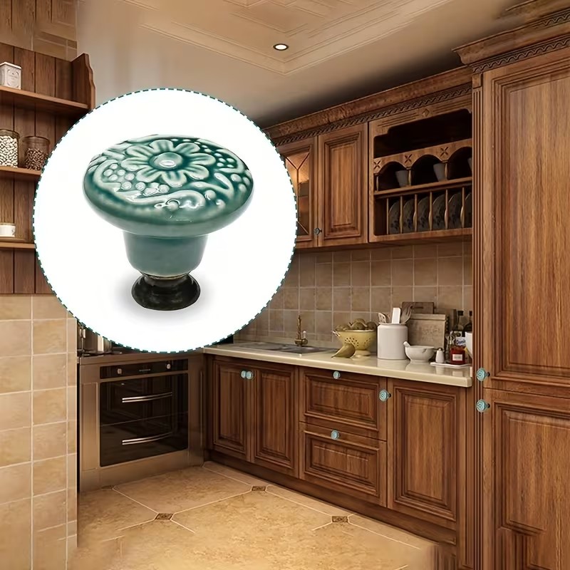 12pcs Ceramic Cabinet Knobs, F - Furniture Hardware Handles 评论和价格