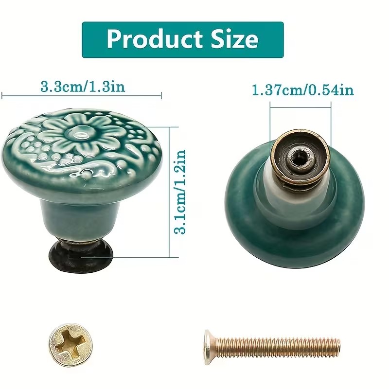 12pcs Ceramic Cabinet Knobs, F - Furniture Hardware Handles 评论和价格