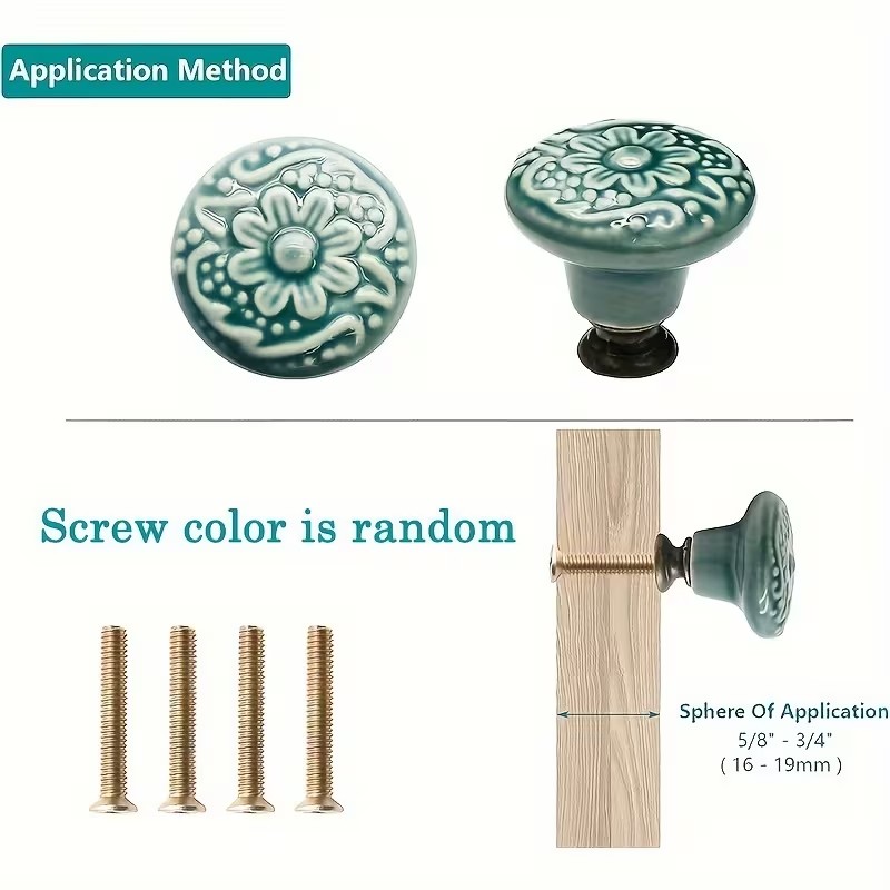 12pcs Ceramic Cabinet Knobs, F - Furniture Hardware Handles 评论和价格
