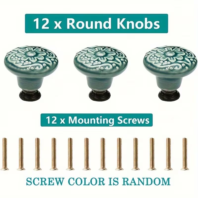 12pcs Ceramic Cabinet Knobs, F - Furniture Hardware Handles 评论和价格