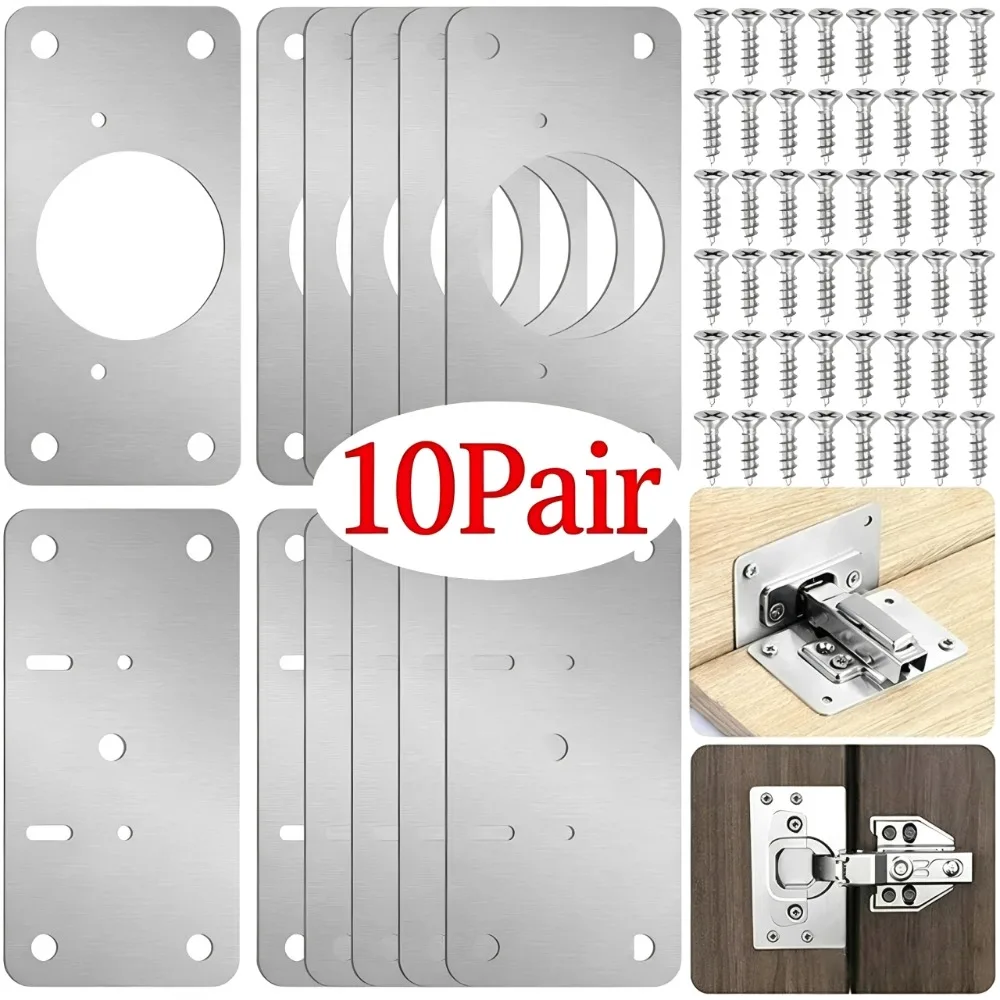 10/1Pairs Hinge Repair Plate K - Furniture Hardware Fixing Screws 评论和价格
