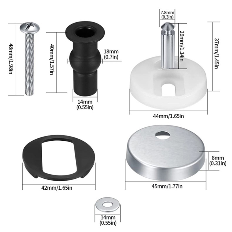 2Pcs Toilet Seat Hinges Top Fi - Furniture Hardware Fixing Screws 评论和价格