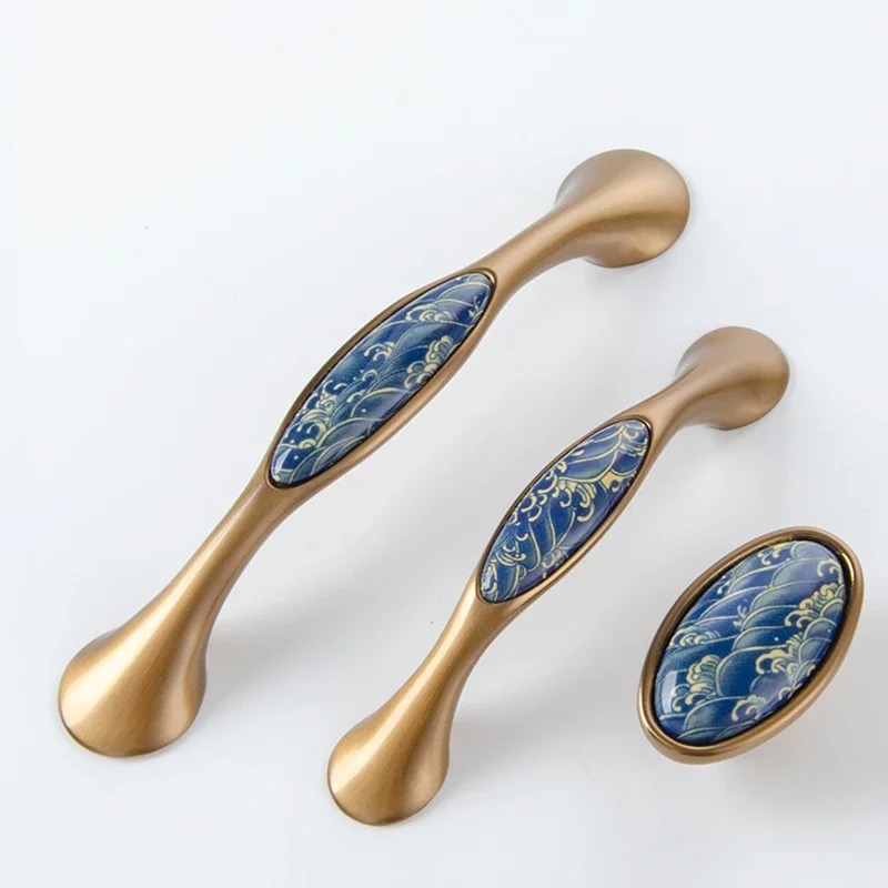 Modern Vintage Blue Wave Ceram - Vintage Furniture Hardware Pulls 评论和价格