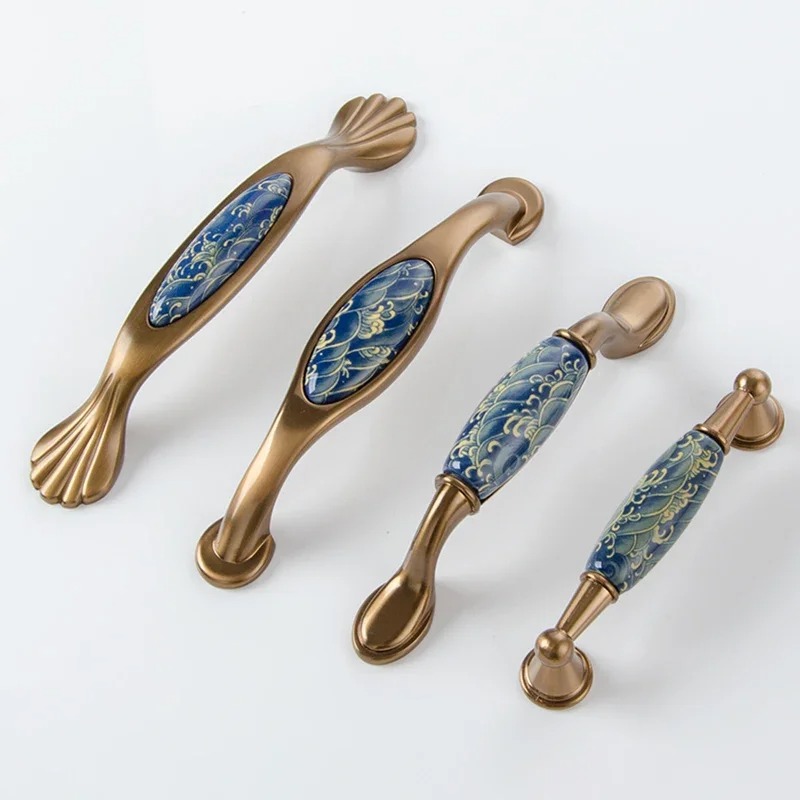Modern Vintage Blue Wave Ceram - Vintage Furniture Hardware Pulls 评论和价格