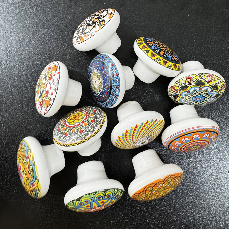 Bohemian Ceramic Single Hole C - Vintage Furniture Hardware Pulls 评论和价格