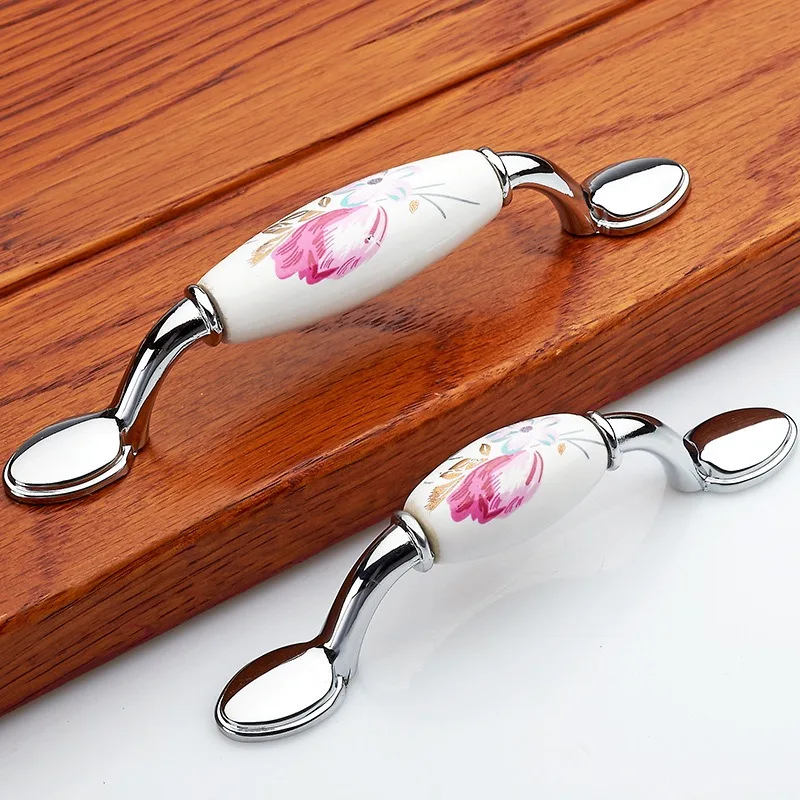 Tulip Ceramic Door Handle Silv - Vintage Furniture Hardware Pulls 评论和价格