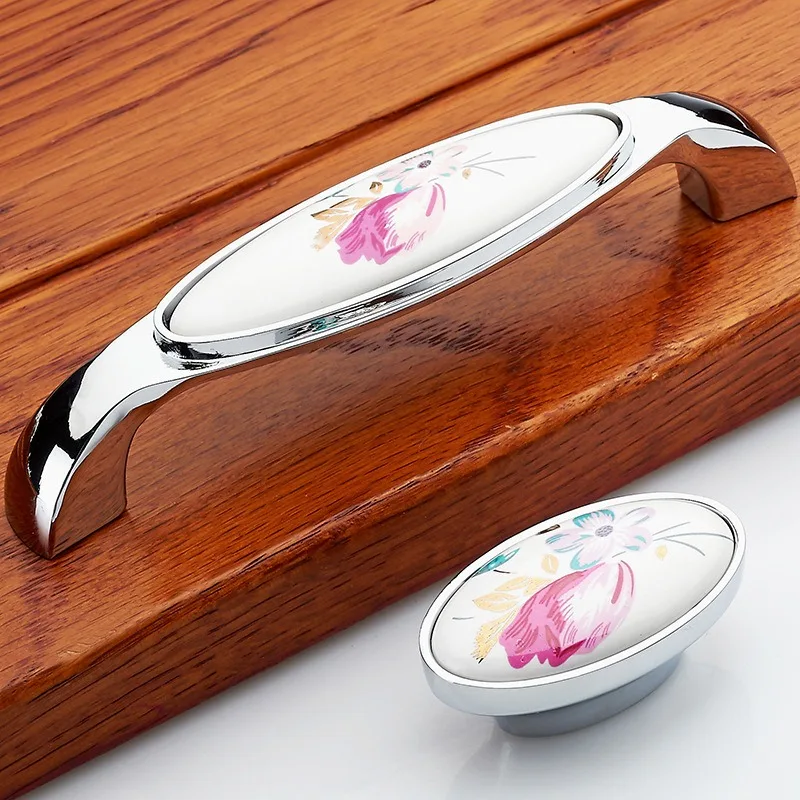 Tulip Ceramic Door Handle Silv - Vintage Furniture Hardware Pulls 评论和价格